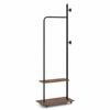 Costway Clothes Rack Coat Hall Tree Wheels Rod Hooks Shelves Metal