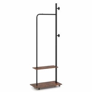 Costway Clothes Rack Coat Hall Tree Wheels Rod Hooks Shelves Metal