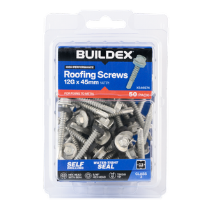 Buildex 12G x 45mm Class 3 Roofing TEKS Screws with Seal - 50 Pack