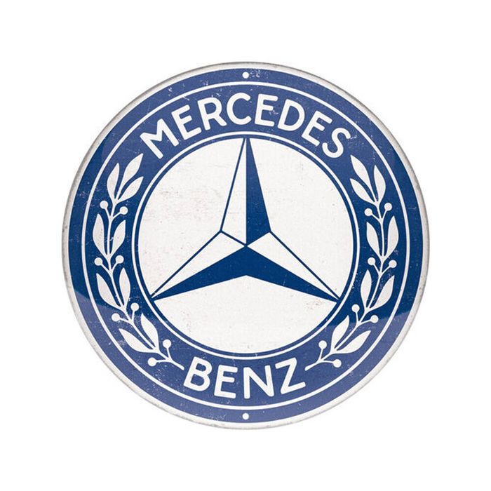 Nostalgic-Art Round Mercedes-Benz Logo Metal Decorative Sign 35x35x0.5cm
