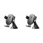 2PK Laser Adjustable Windscreen Car Phone Holder Mount - Black