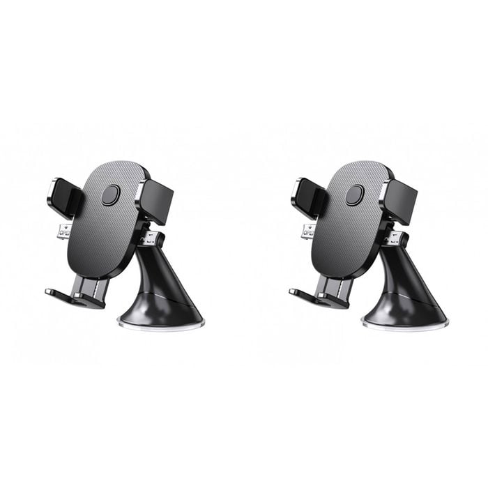 2PK Laser Adjustable Windscreen Car Phone Holder Mount - Black