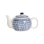 Nicola Spring Hand Printed Teapot - Ceramic Porcelain Patterned Tea Pot - 820ml