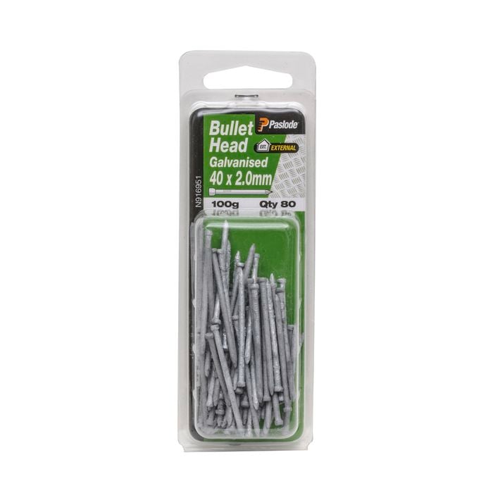 Paslode 40 x 2.0mm 100g Galvanised Bullet Head Nail - 80 Pack