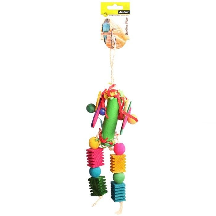 Paper Roll With Wooden And Plastic Beads 32cm Bird Toy (Avi One)