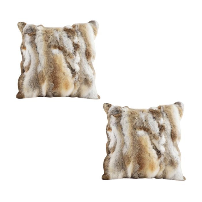 SOGA 2X 45cm Coffee Rabbit Fur Throw Pillows
