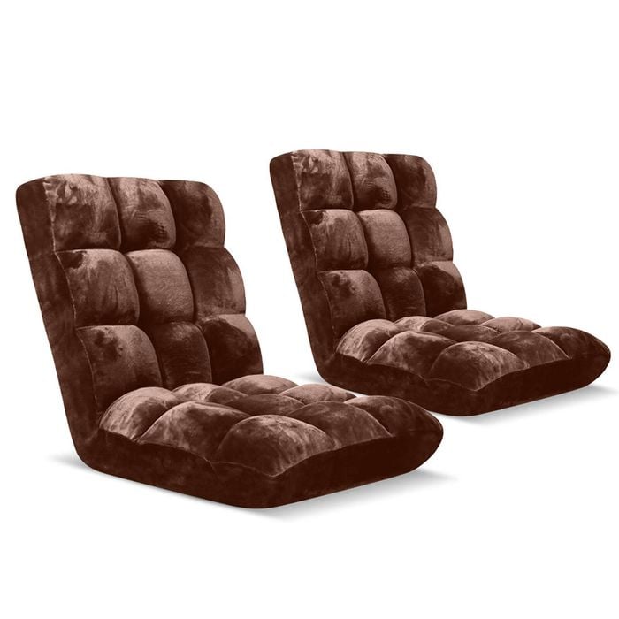 SOGA 2 Pack Adjustable Foldable Floor Recliner Chairs Coffee