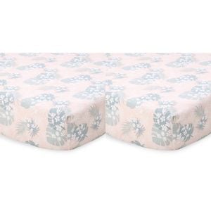 2x Little Haven Baby/Infant Cotton Fitted Cot Sheet/Cover Botanical Leaf 135cm