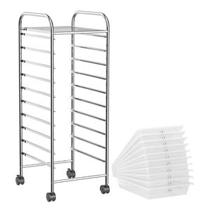 Costway 10 Drawers Electroplated Rolling Storage Trolley Cart White