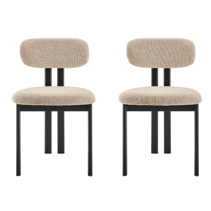 Design Square Set Of 2 Kamala Fabric Kitchen Dining Side Chair Beige/Black