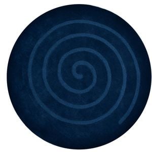 Handwoven Round Wool Rug - Swirl - Navy - 160x160cm