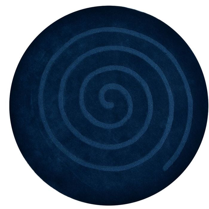 Handwoven Round Wool Rug - Swirl - Navy - 160x160cm