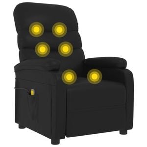 vidaXL Massage Chair Single Sofa Reclining Armchair Office Black Faux Leather