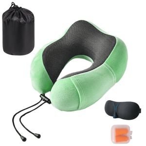 Catzon Travel Neck Pillow Premium Memory Foam-Green