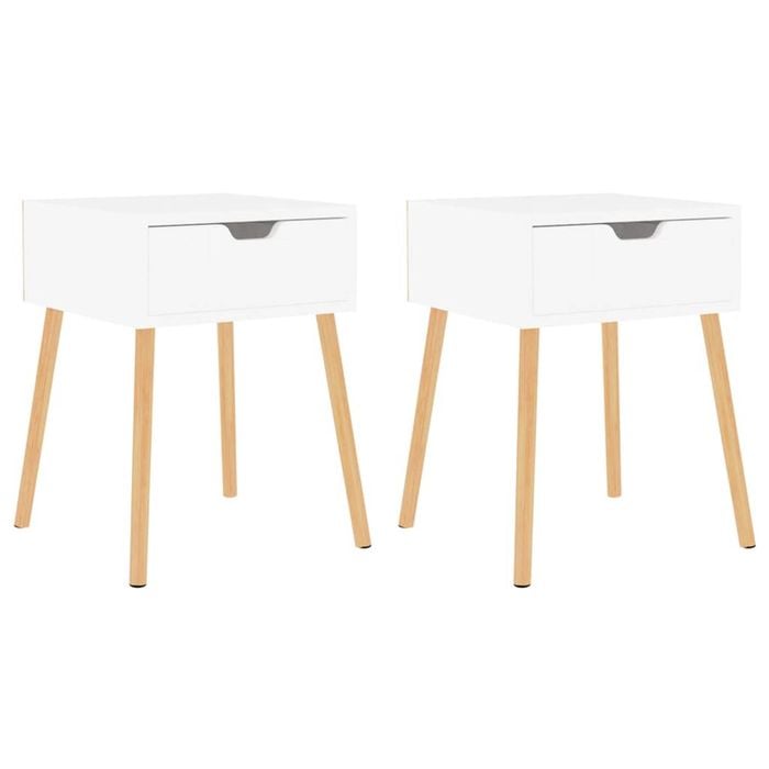 vidaXL 2x Bedside Cabinets White Nightstand Home Organiser