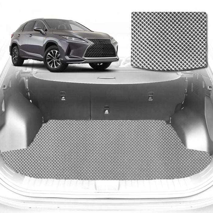 6D Diamond Car Boot Mat for Lexus RX (20R, 25R, 26R)2015-2022-(3rd Row folded/5 seater)-Cargo Mat-Grey-Outback GT