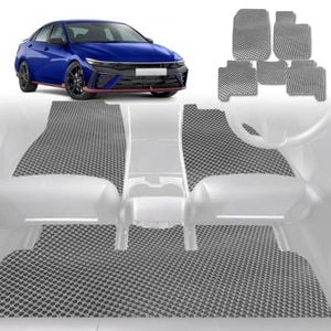 6D Diamond Car Floor Mats for Hyundai i30 N 2021-Current Sedan-Full Set-Grey-Outback GT