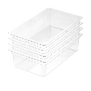 SOGA 1/1 GN Polycarbonate Food Pan 100mm Clear 4 Pack