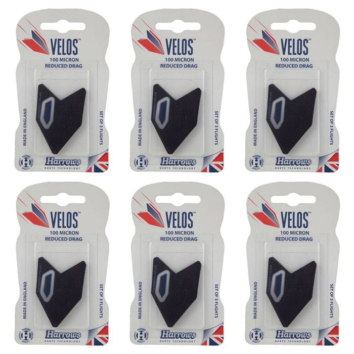6x 3pc Harrows Velo Flights Series 100 Micron Sports Dart Game/Accessories