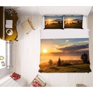 3D Sunshine Grassland 70 Bed Pillowcases Quilt King Single Size