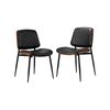 Oikiture 2x Dining Chairs Retro Faux Leather Black