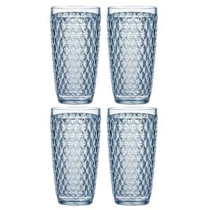 4PK Ladelle Tate Geometric 450ml Highball Acrylic Tumbler Drinking Cup - Sky