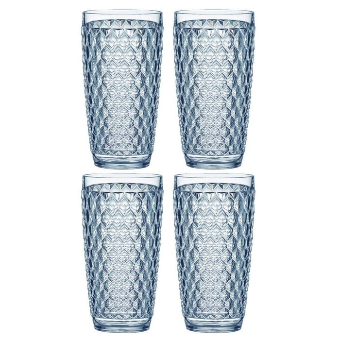 4PK Ladelle Tate Geometric 450ml Highball Acrylic Tumbler Drinking Cup - Sky
