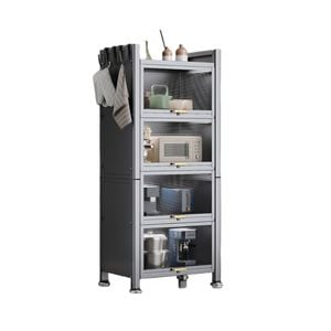 TASTE RELAX SPACE 5-Tier Kitchen Sideboard Cabinet with Ripple Glass & Adjustable Shelves ¨C 50cm Wide