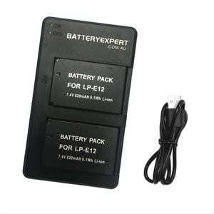 2x Batteries and External Battery Charger for Canon LP-E12 EOS M50 Mark II PowerShot SX70 Camera