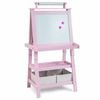 Costway Kids Art Easel Set White Chalk Board Stand With Paper Pink