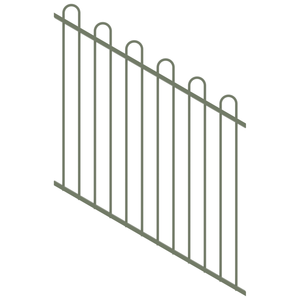 ProtectorAl 0350-1200W x 1200H Pale Eucalypt Loop Top Pool Fence Panel Raked 16-30º