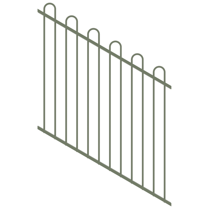 ProtectorAl 0350-1200W x 1200H Pale Eucalypt Loop Top Pool Fence Panel Raked 16-30º