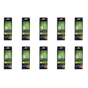 10x Mustad Ultrapoint Circle Flasher Rig Twin Hook Green Chartreuse - Size 3/0