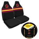 BRISBANE BRONCOS Official NRL Seat Cover and Steering Wheel Cover Combo