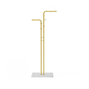 P&P Gold Modern Double Arm Clothing Display Rack With Marble Base