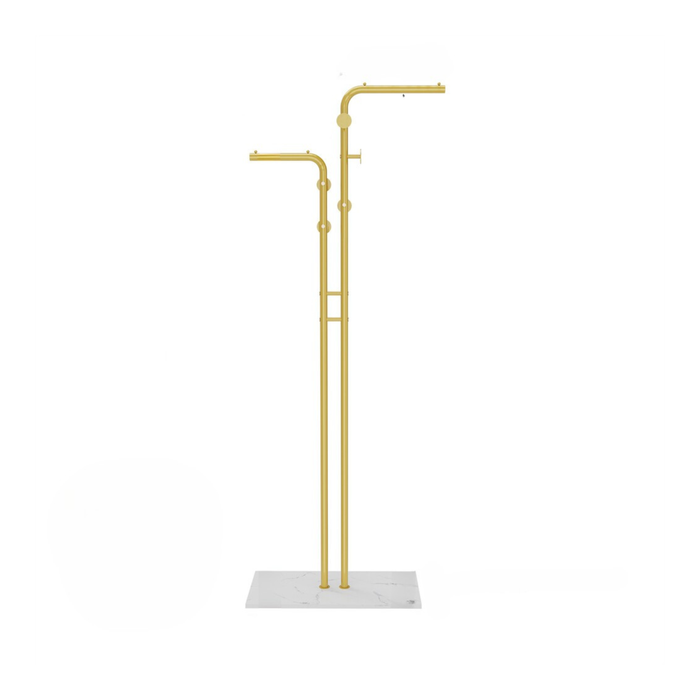 P&P Gold Modern Double Arm Clothing Display Rack With Marble Base