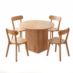 1 Artiss Dining Table And 4 Chairs Set Natural Timber