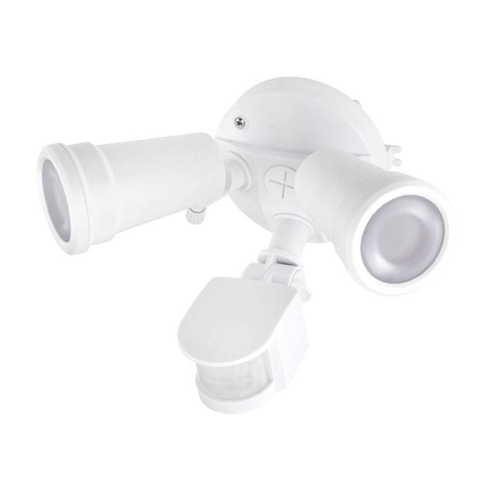 Brilliant 20W White Trooper LED DIY Twin Flood Light With Motion Sensor