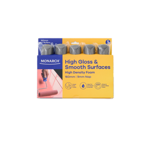 Monarch 160mm 9mm Nap High Gloss & Smooth Surfaces Mini Rollers - 5 Pack