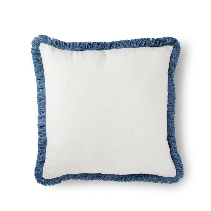 MadrasLink Vera Blue Fringe Cushion