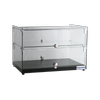 Exquisite Two Tiers Flat Glass Ambient Cake Display – Woodgrain Black Colour 50 Litre
