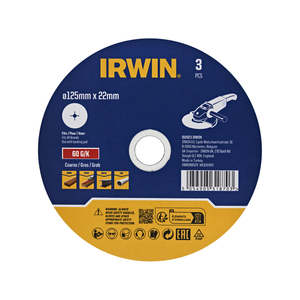 IRWIN 125 x 22mm 60 Grit Fibre Disc - 3 Pack