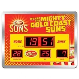 AFL LED Scoreboard Clock - Gold Coast Suns - 45x33cm - Time Temp Date