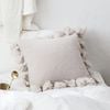 CottonMore Soft Acrylic Knitted Tassel Square Cushion Cover Beige 45x45cm