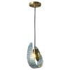 LumenSphere Aquaflow Single-Light Chandelier - Brass Finish, Aqua Glass, Brass Frame, G9 Base