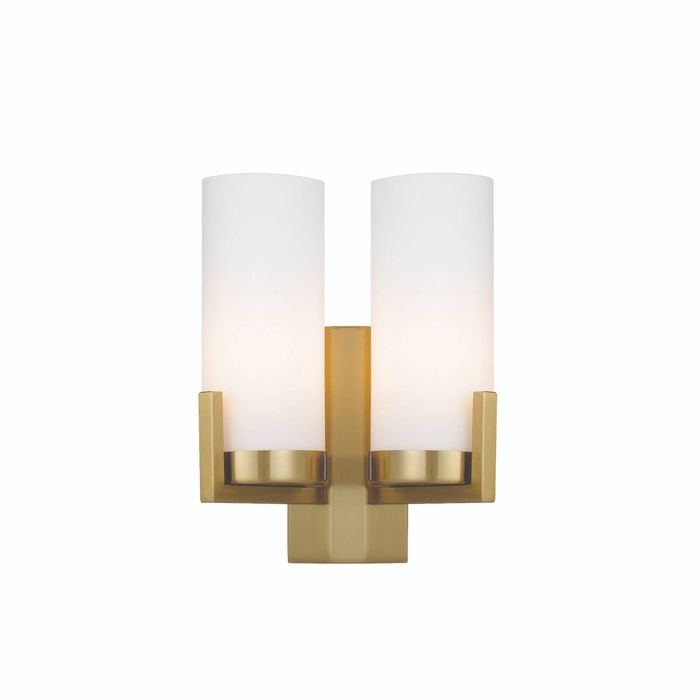 Telbix Brass/Opal Matt Eamon 2 Light Wall Bracket