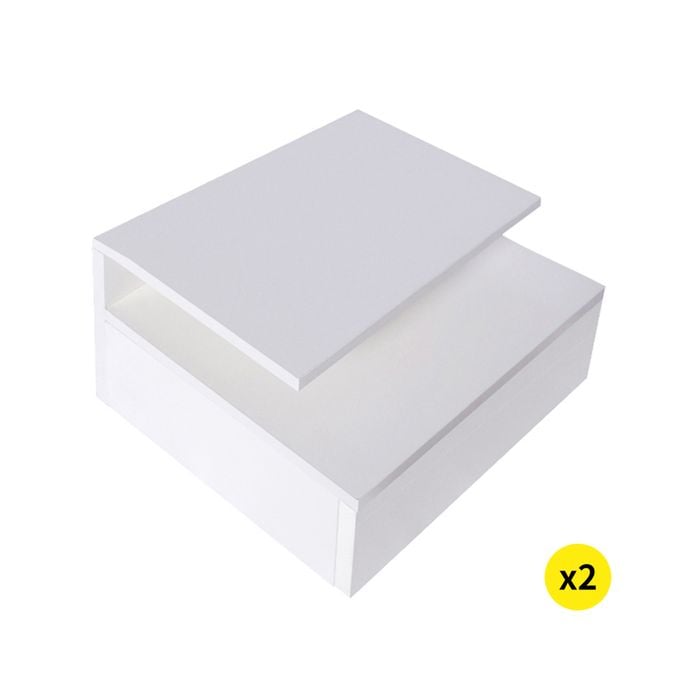 Levede 2x LED Floating Bedside Table White