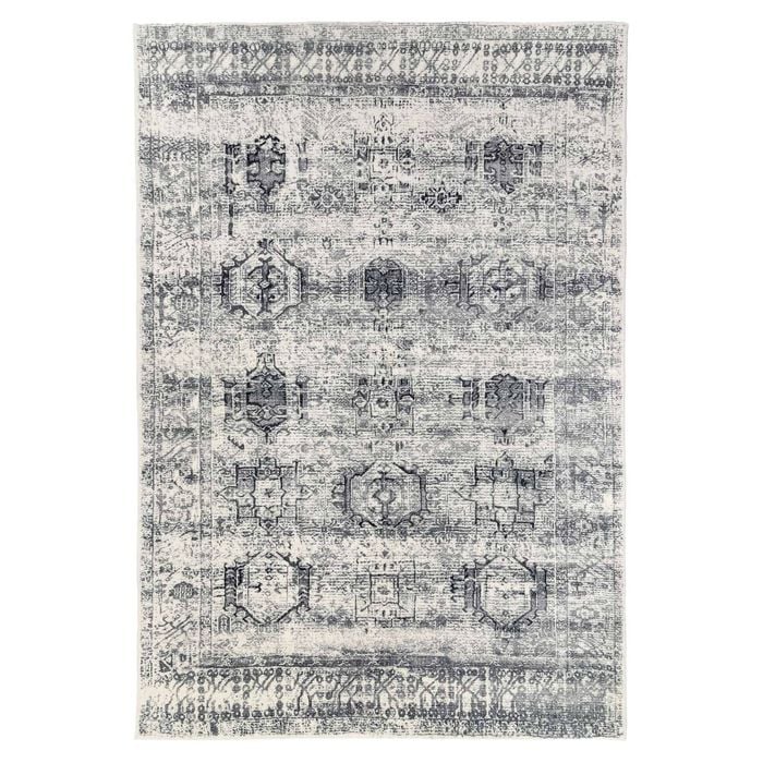 Loopsie-290cm X 200cm-khana Grey Tribal Washable Rug