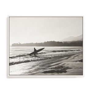 Artey | BW Surfer - Framed Canvas - White Frame - 100 x 125cm