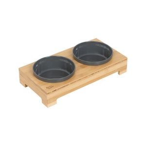 Baxter Bone Small Charcoal Two Tone Double Pet Bowl